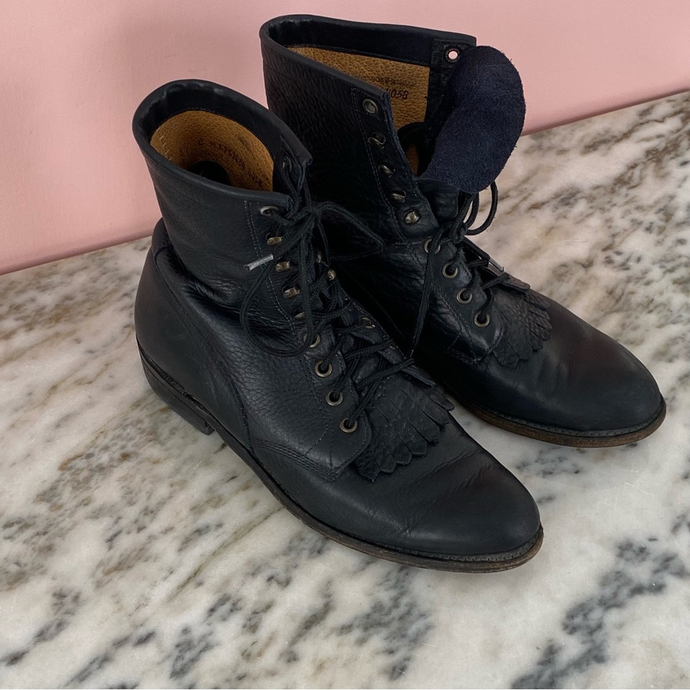 Vintage Boulet Leather boots Removable fringe 8.5 women’s
